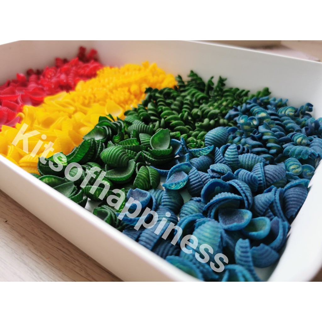 Sensory rainbow pasta food grade/sensory play macaroni fusili Shells |  Shopee Malaysia