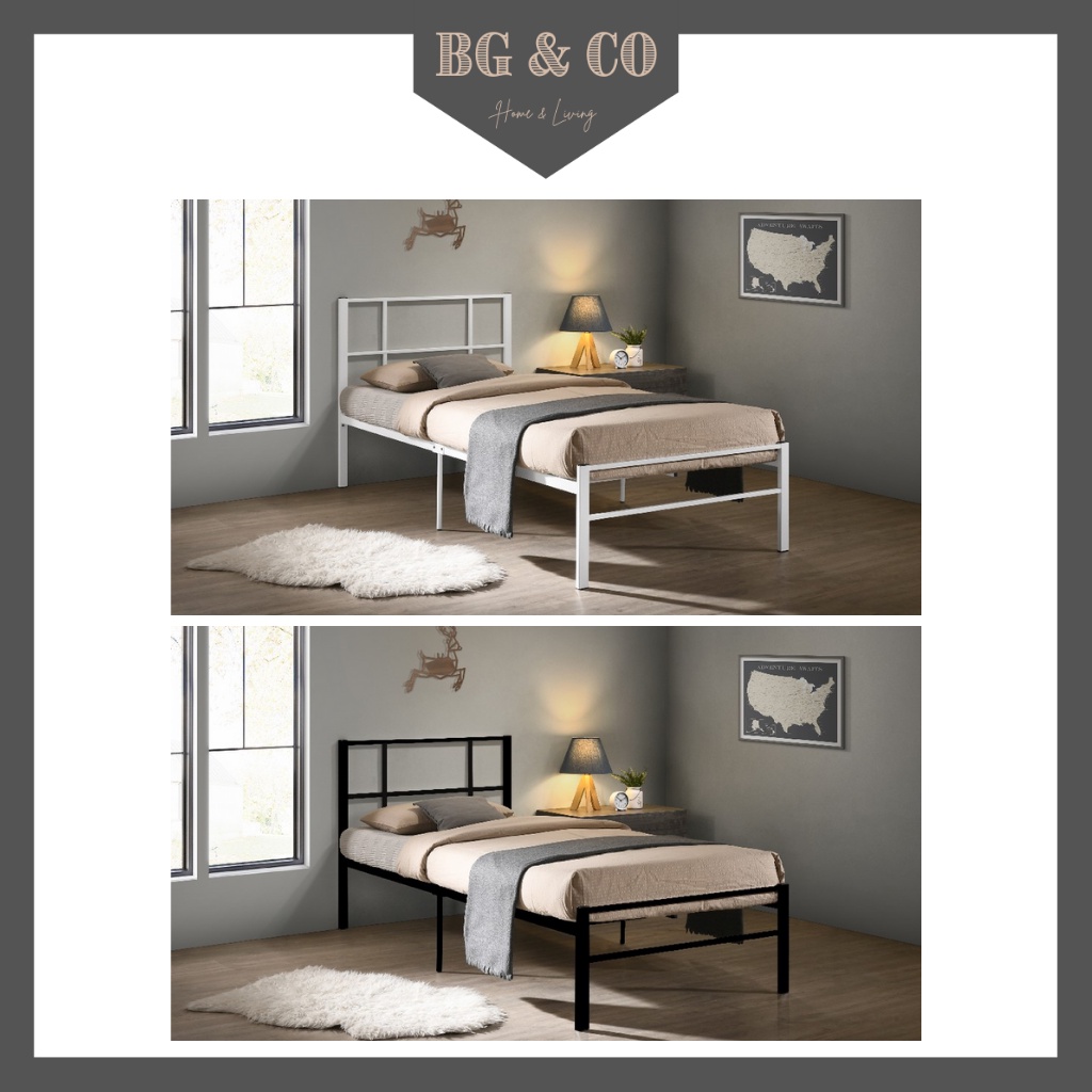 GEENA Metal Single Bed Frame Metal Bed Single Bedframe Katil Single ...