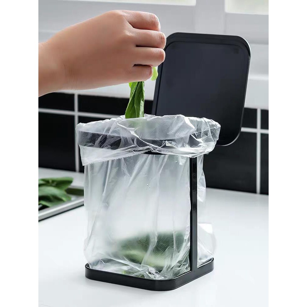 Metal Countertop Trash Can Garbage Bag Holder for Home Kitchen Mini ...