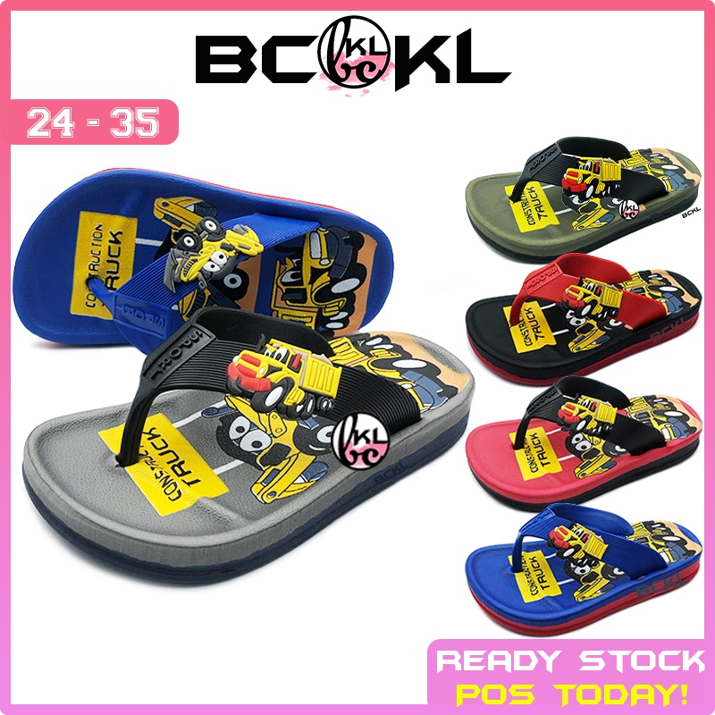 BCKL 】Baby & Kids Cartoon Hook & Loop Sandals, New EVA Truck Pony Shoes  Slippers Twins, Selipar Kasut Budak 19-24