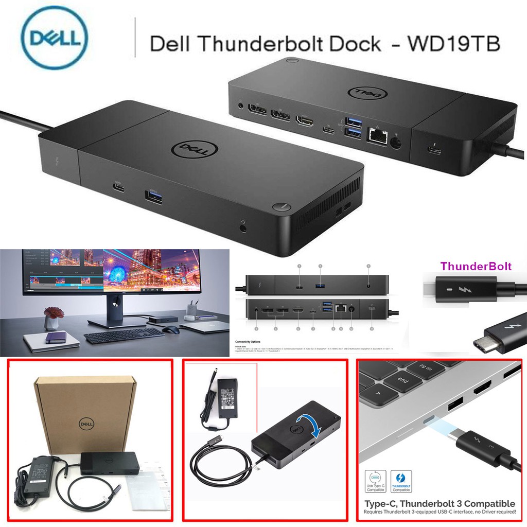Dell WD19TB WD19tbs Thunderbolt 4K Dock with 180w Adapter USB 3.1 Gen 1 ...