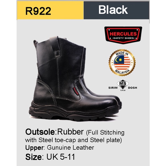 Hercules High Cut Safety Shoes Safety Boot Premium R922 Made In