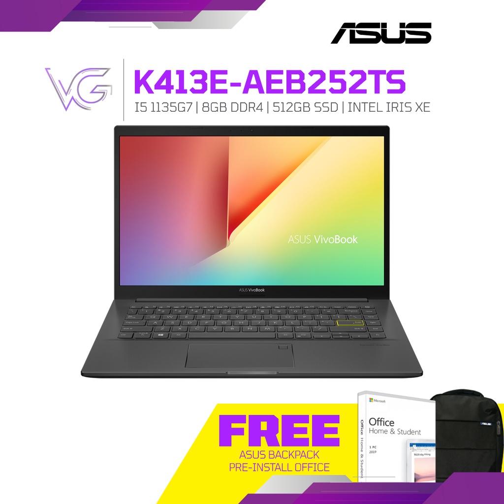 ASUS VIVOBOOK K413E-AEB252TS LAPTOP BLACK 14 FHD /INTEL i5-1135G7 / 8GB ...