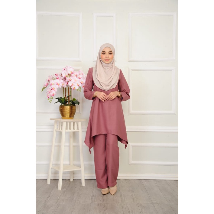 SUIT ZARA MUSLIMAH BASIC BLOUSE DAN SELUAR SET WARDA | Shopee Malaysia