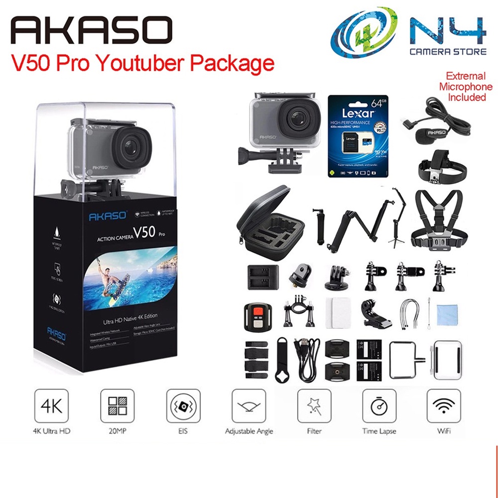 Buy AKASO V50 PRO Native 4K30fps 20MP WiFi Action Camera