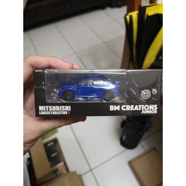 BM CREATIONS 1/64 – Mitsubishi Lancer Evolution X Grise (RHD) – Modèle Réduit Métal – Neuf