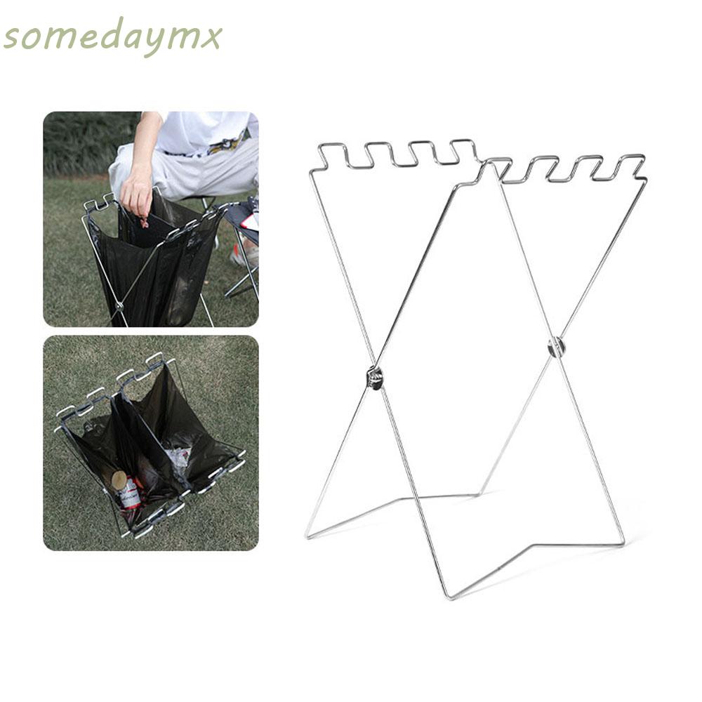 SOMEDAYMX Portable Garbage Frame Hanging Folding Trash Rack Garbage