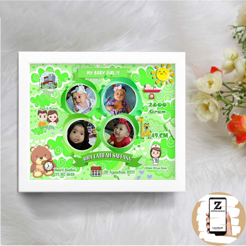 MATAHARI HIJAU PUTIH Baby Bio Wall Display 20x25 plus Beautiful White ...