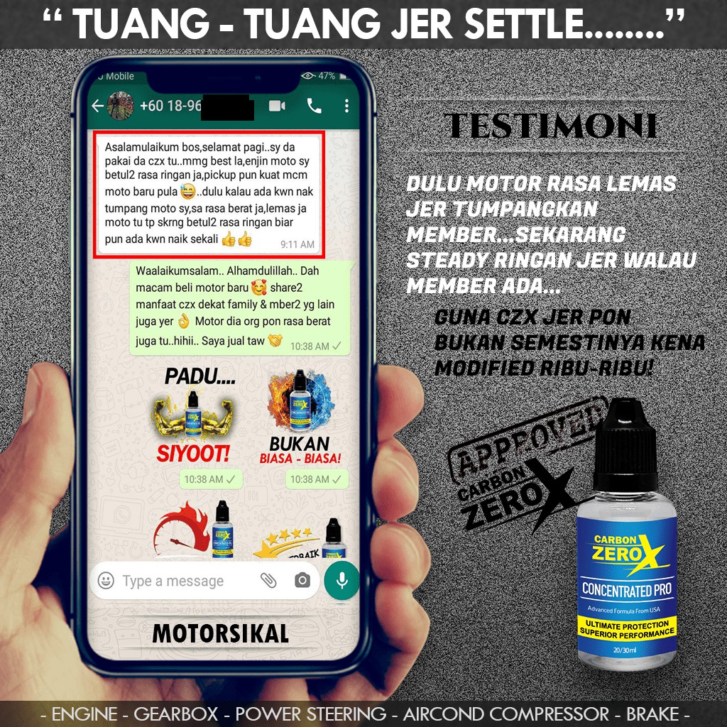 Original CARBON ZERO X Engine Treatment Oil Gearbox Auto Manual Car Motorcycle Additive Flush Cleaner Fuel Saver Booster