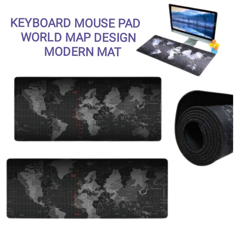 Mousepad Keyboard Mat Map Gaming Antislip Suede Backing Smooth Mouse Pad AntiFraying Stitched