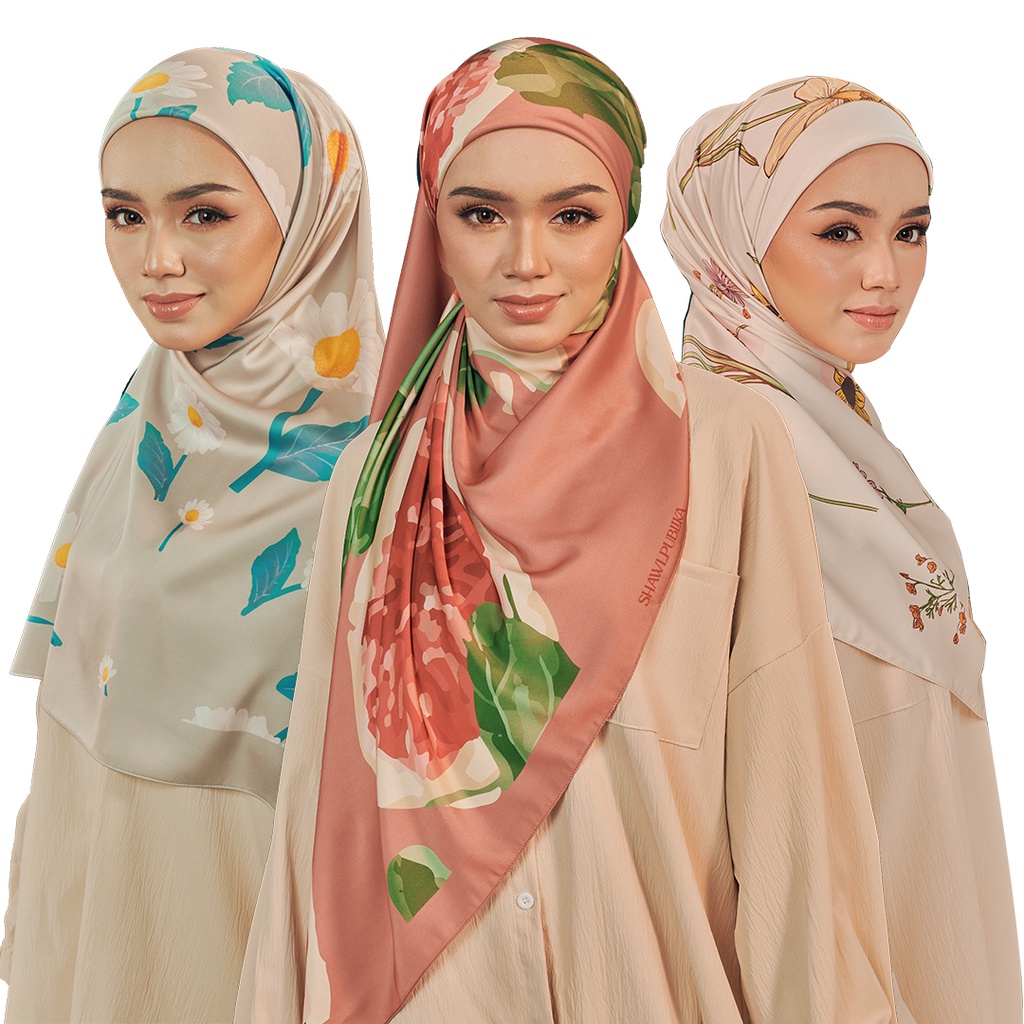 SHAWLPUBLIKA JASMINE PRINTED SQUARE TUDUNG BAWAL TUDUNG SATIN | Shopee ...