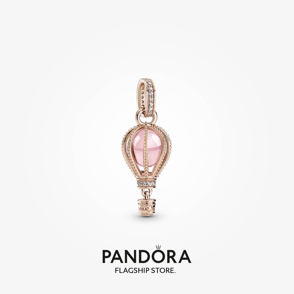 Pandora 14k Rose GoldPlated Sparkling Pink Hot Air Balloon Dangle