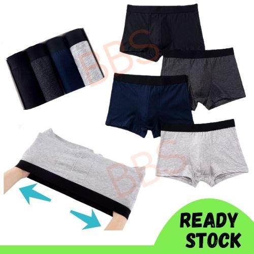 Solid Breathable Underwear Innerwear Cotton Men's Comfortable Boxer ...