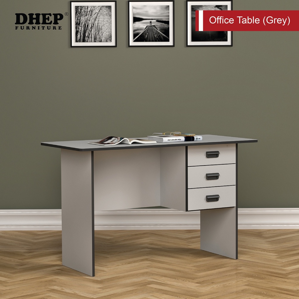 [DHEP Furniture] Office Table/ Desk with 3 drawers [1 with lock] (Grey