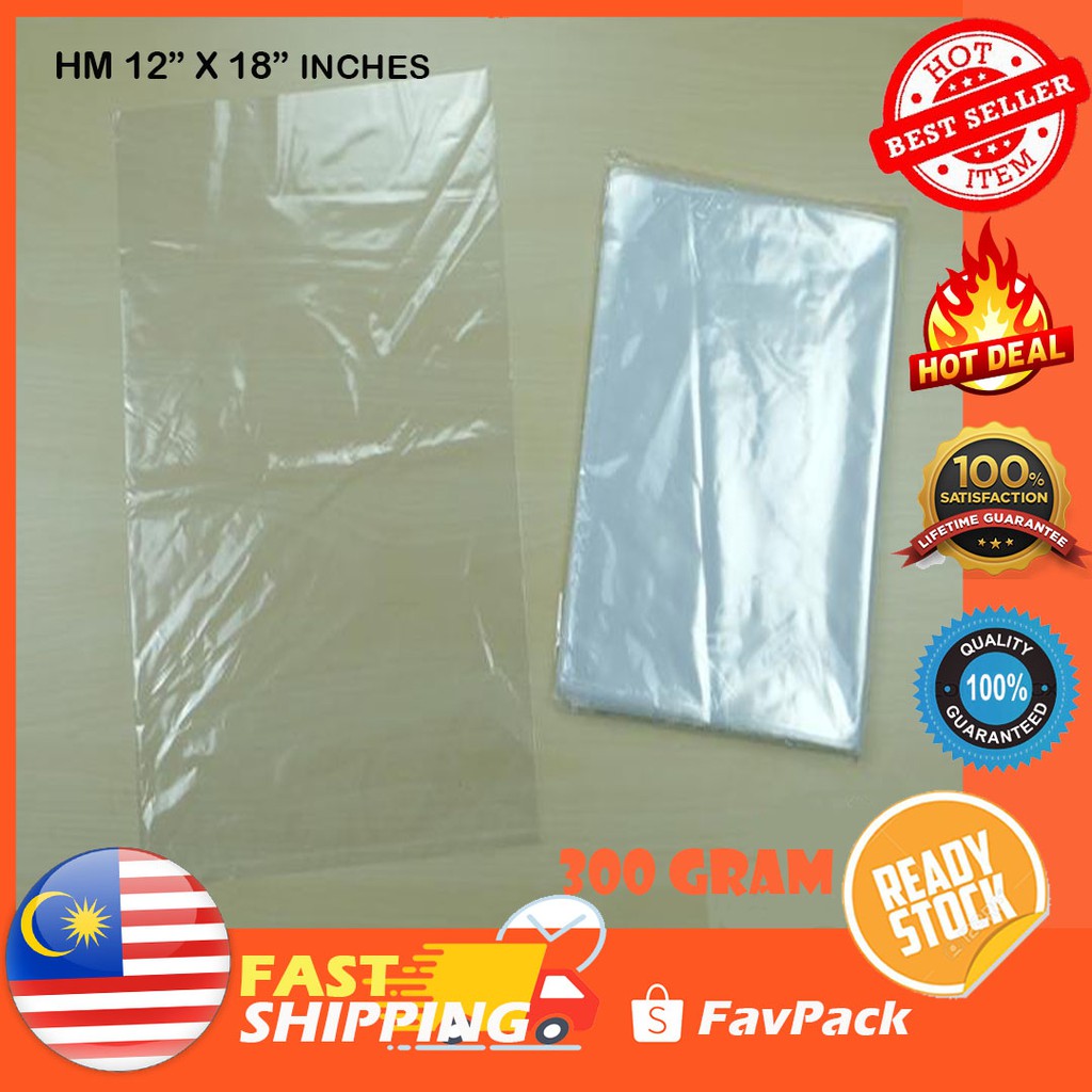 12 X 18 300gm Hm Plastic Bag Plastik Beg Hm Plastik Bungkus Tapao Clear Plastic Bag 7523