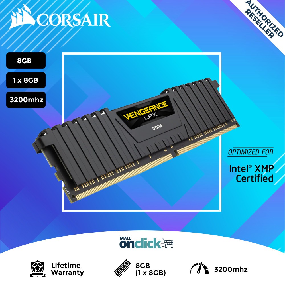 RAM CORSAIR VENGEANCE® LPX 8GB DDR4 DRAM 3200MHz