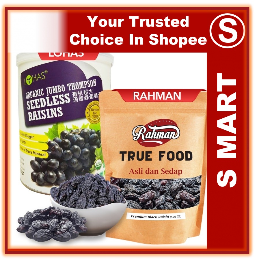 Lohas Jumbo Thomson Seedless Raisin 425gm/Rahman Black Raisin 100g ...