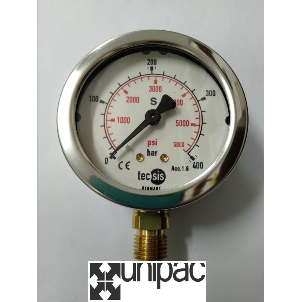 Pressure Gauge Tecsis Half Stainless Steel Pressure Gauge With Glycerine Filling (1/4" NPT