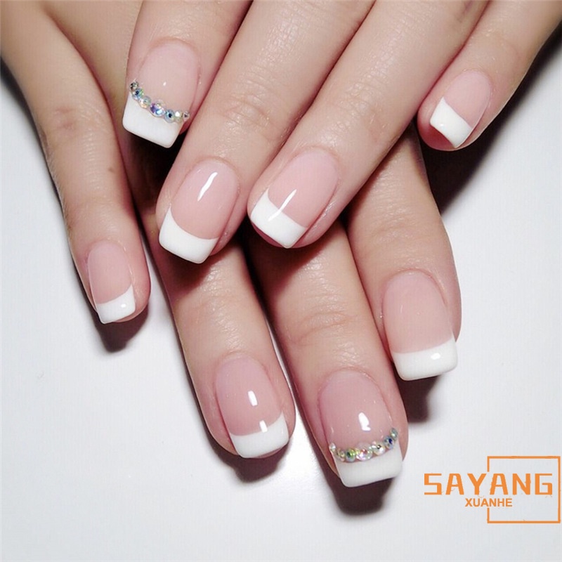 YADORNOS 24pcs Rhinestone Inlaid Nail Patch Glue Type Removable Short ...