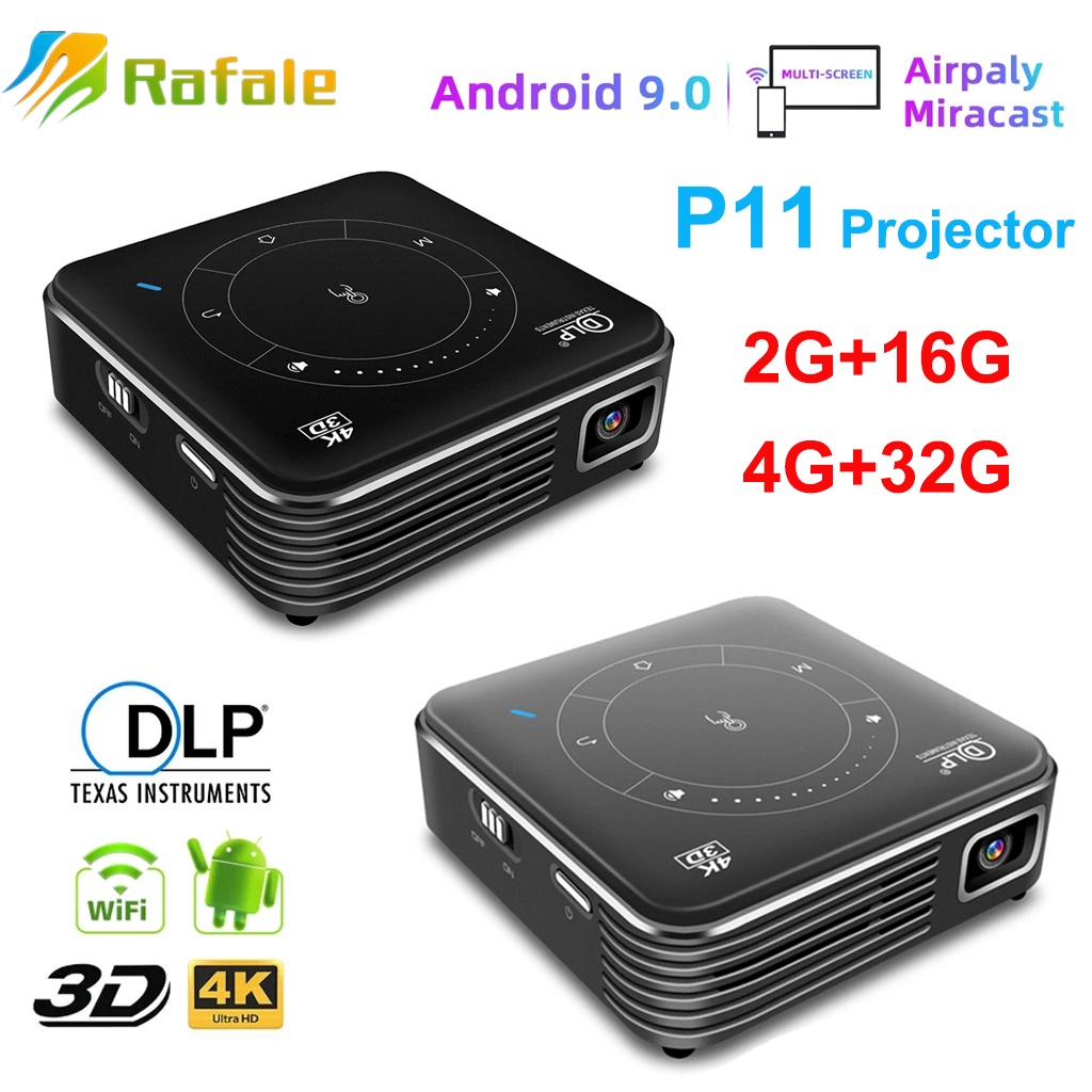 DLP P11 Android 9.0 Support 4K Mini Projector 3D HD Portable Micro WIFI  Bluetooth DLP Mobile LED Projector video proyector