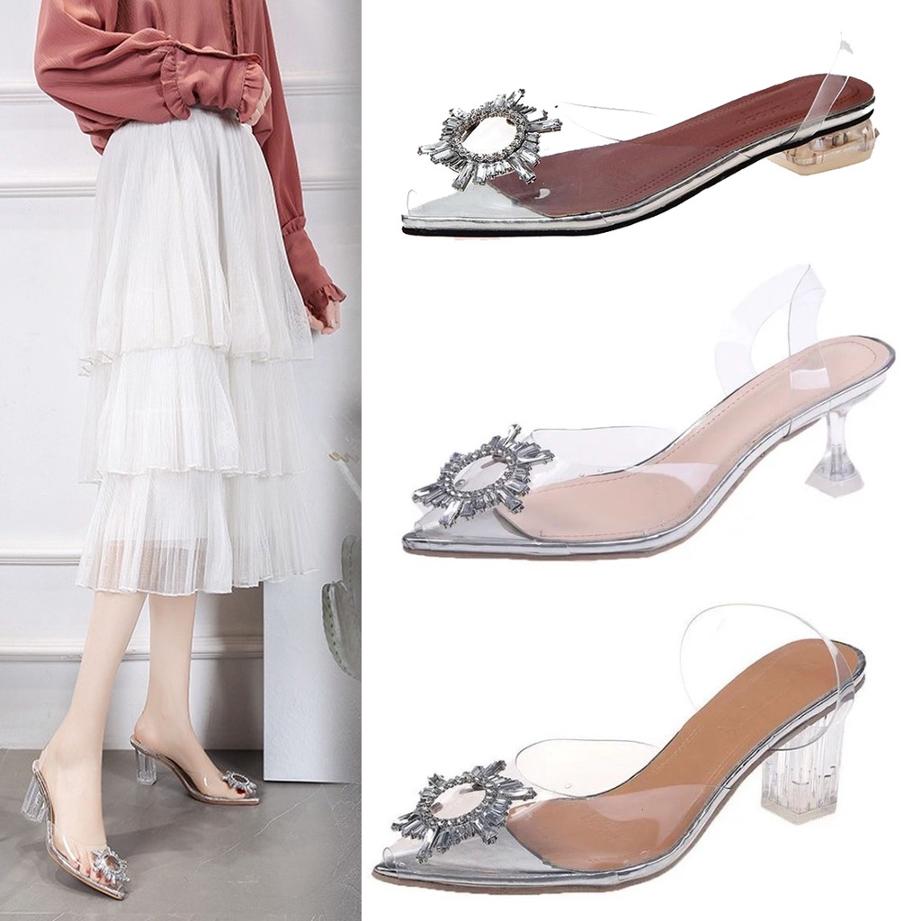 BSWPT1Q03 Women High Heels Shoes Bao head transparent fairy wind Shopee Malaysia