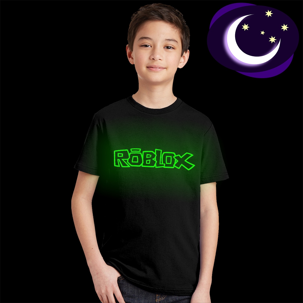 Glow In Dark Green Light Kids T Shirt Roblox Logo Print Children Tshirt