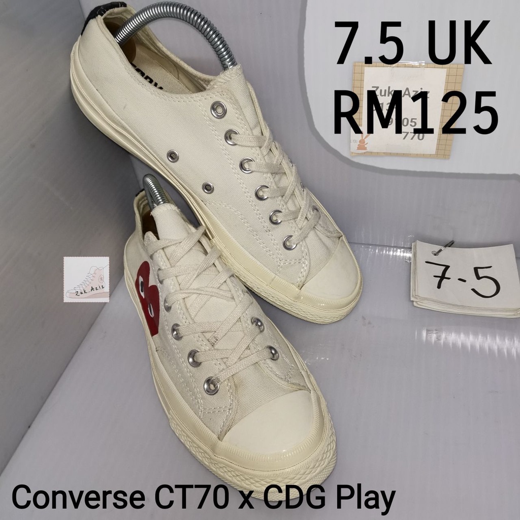 Kasut Bundle | Converse x CDG Play | CT70 | 7.5 UK | White