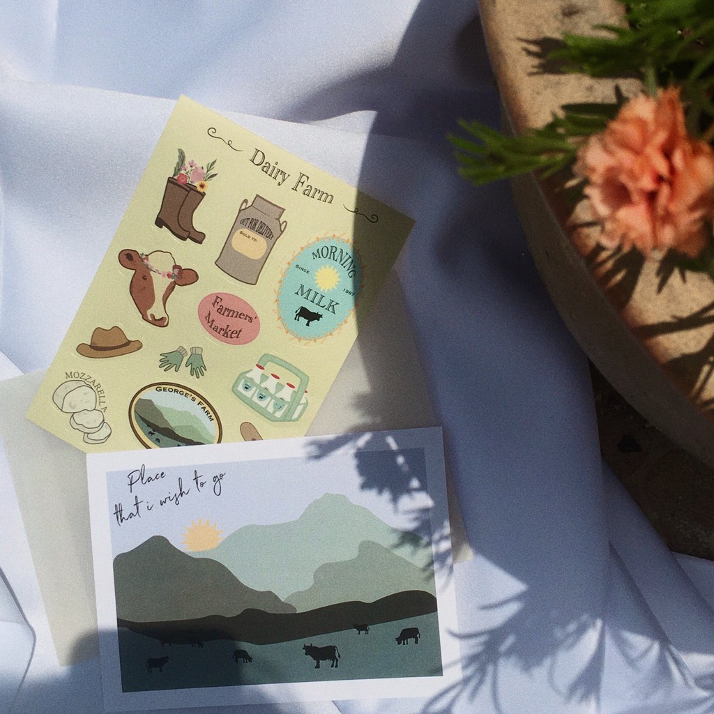 Countryside Set ( 1 Postcard, 1 Sticker Sheet) | Shopee Malaysia