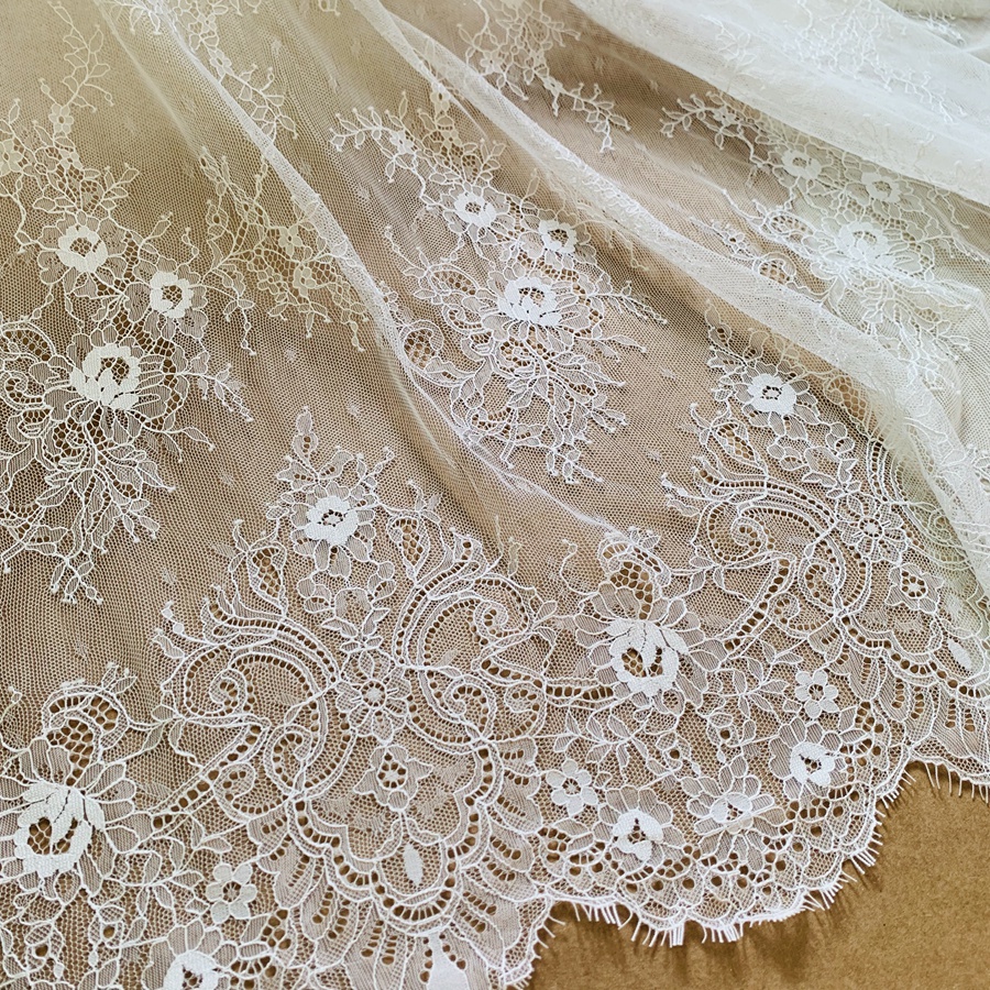 Thin subtle Quality Eyelash Chantilly Lace Tissue for Wedding Gowns Off ...