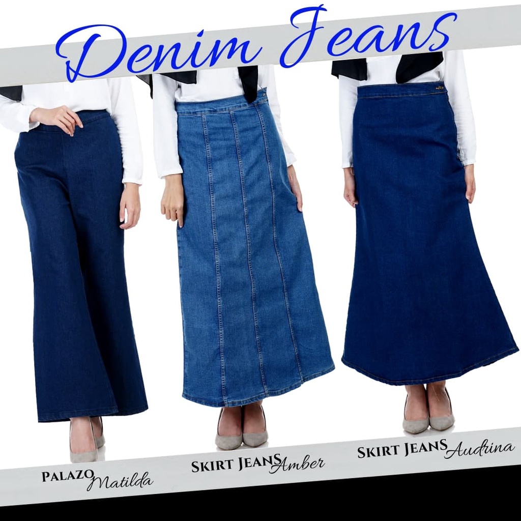 Skirt Denim Palazo Denim Skirt Vintage Skirt Denim Tebal Pocket