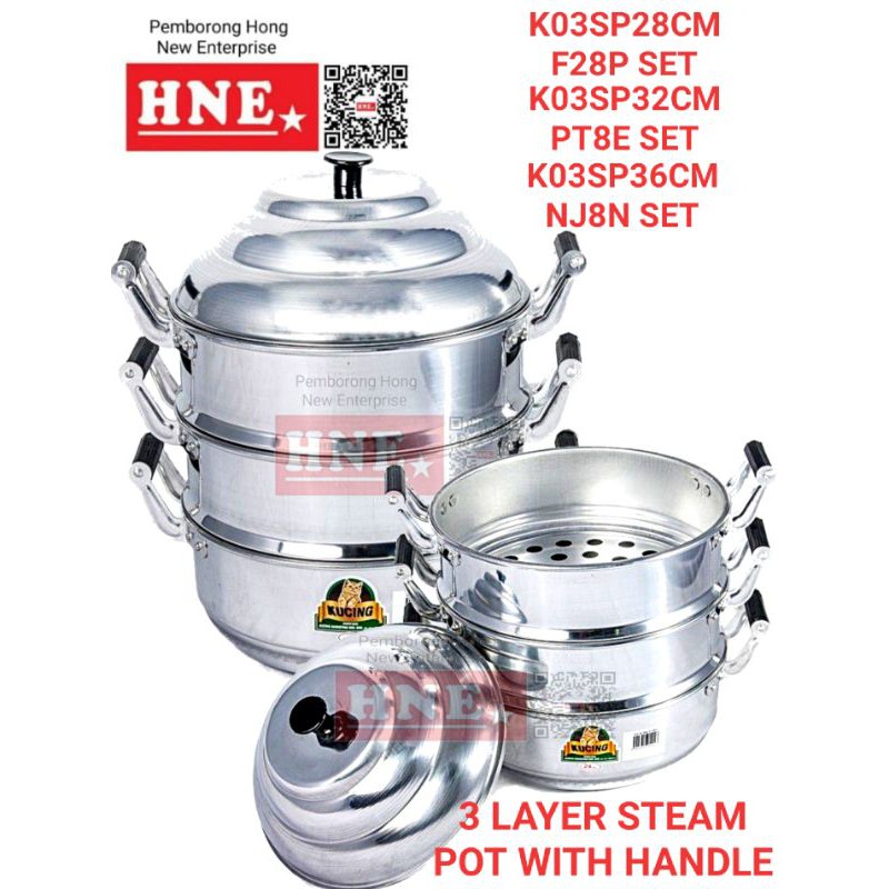 32CM Stainless Steel Three Layer Thick Steamer Pot Soup Steam Pot