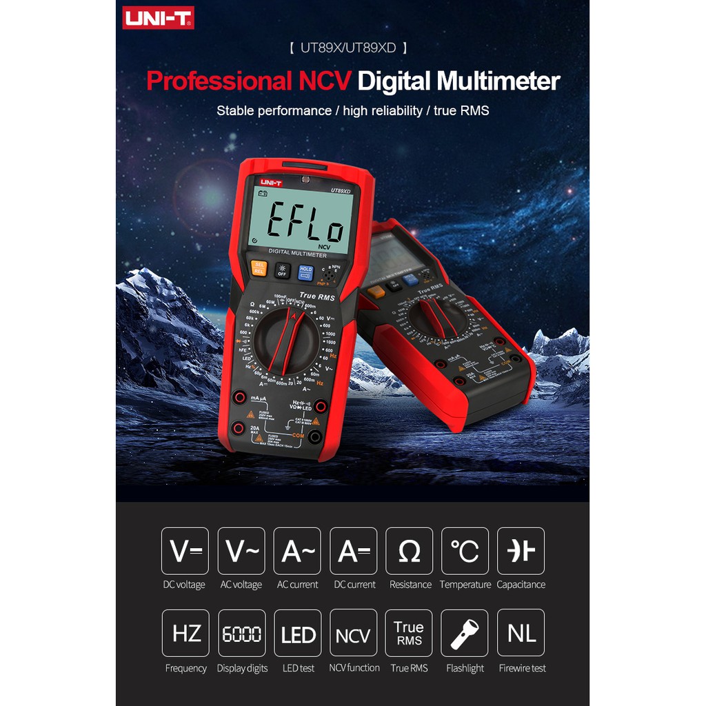 UNI-T UT89X UT89XD Digital Multimeter 1000V DC AC Voltage 20A AC DC ...