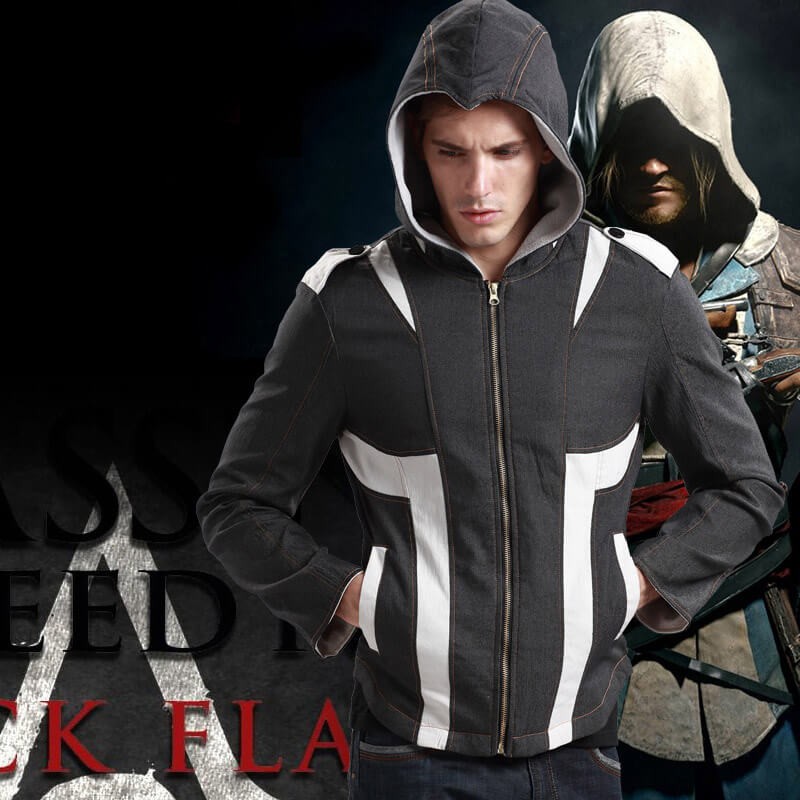 Assassins creed black outlet flag hoodie