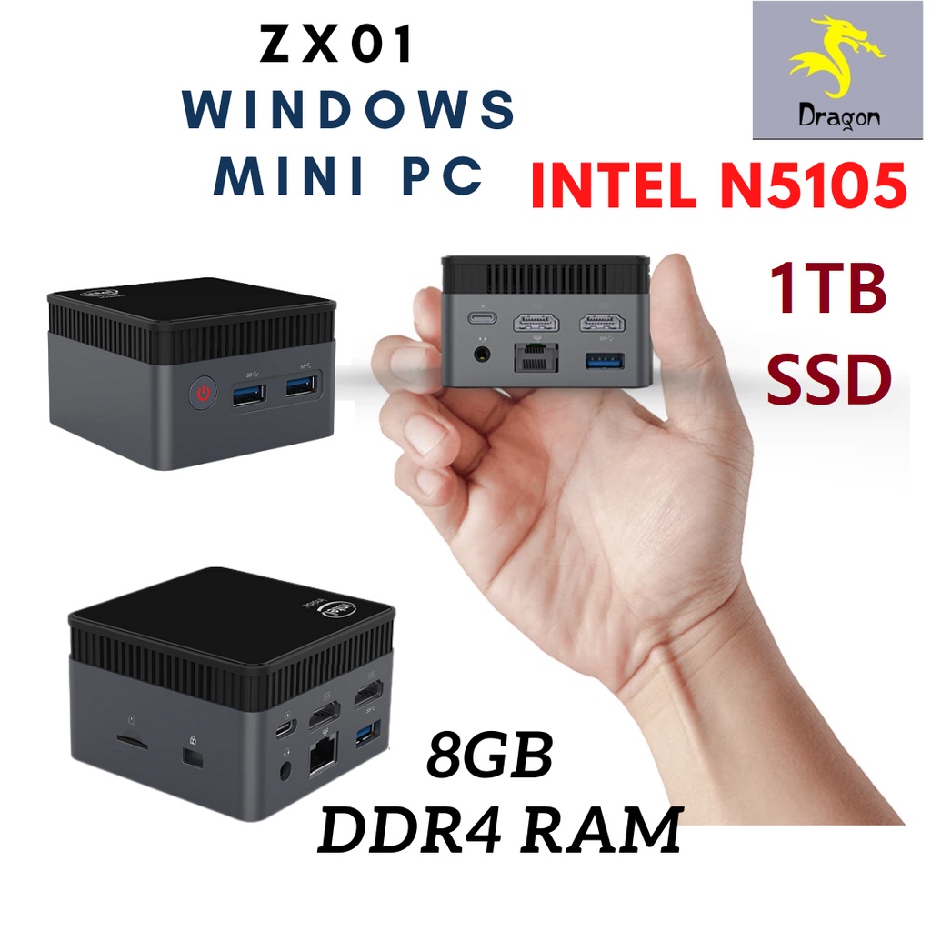 Zx01 Windows Mini Pc Intel N5105 29ghz 8gb Ddr4 Ram 1282565121tb