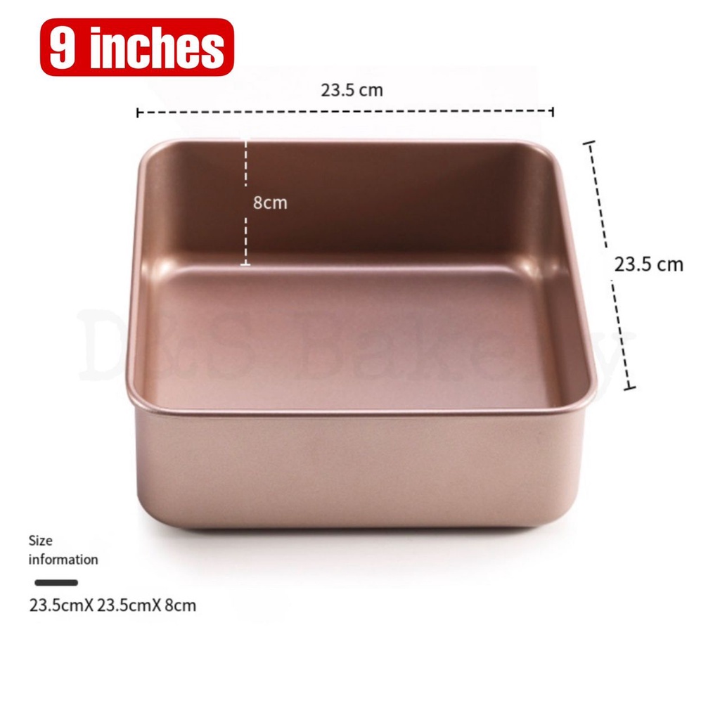 🇲🇾 D&S 6/7/8/9 inches Square Baking Pan Tall, High Baking Pan Loyang