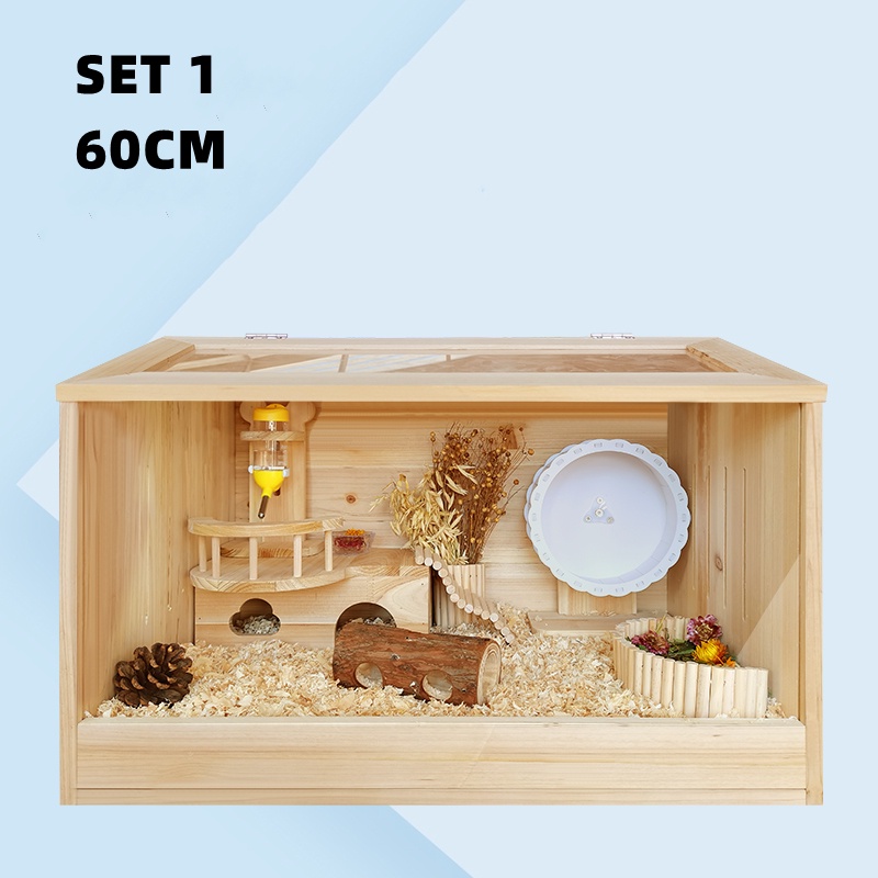 Pettz Large Hamster Cage Wood House Transparent Rumah Sangkar Hamster Besar Kayu Hamsters Condo Cages Wooden Shopee Malaysia