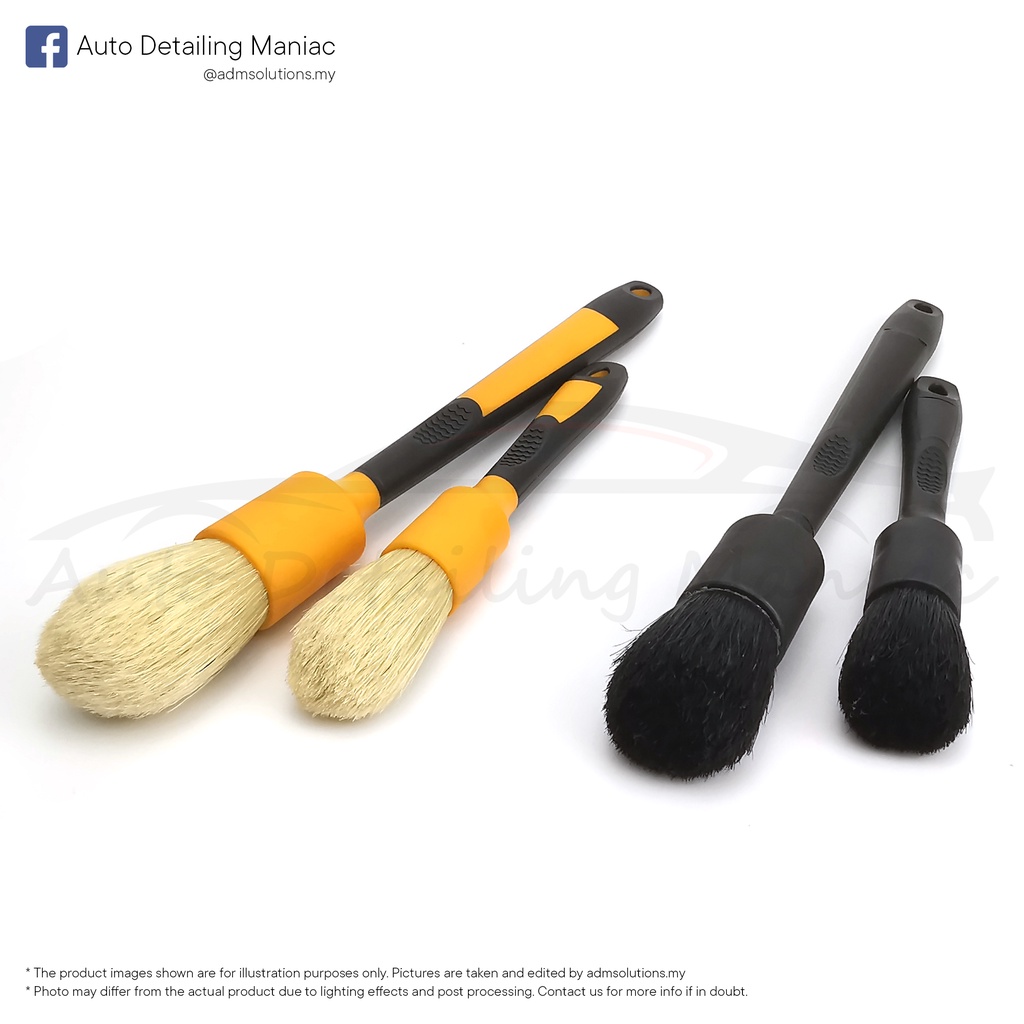 Premium Boar Hair Detailing Brush (Set of 2) Car Interior, Exterior, Engine Bay, Wheels Boar
