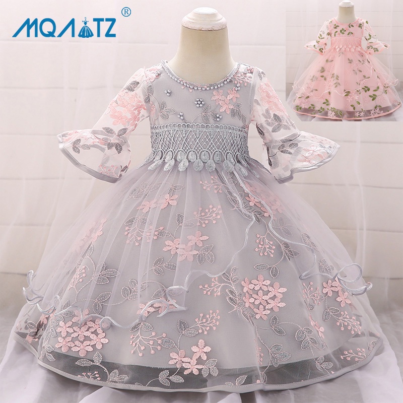 MQATZ Half Sleeve Baby Girl Dress Birthday Party Lace Princess Baptism