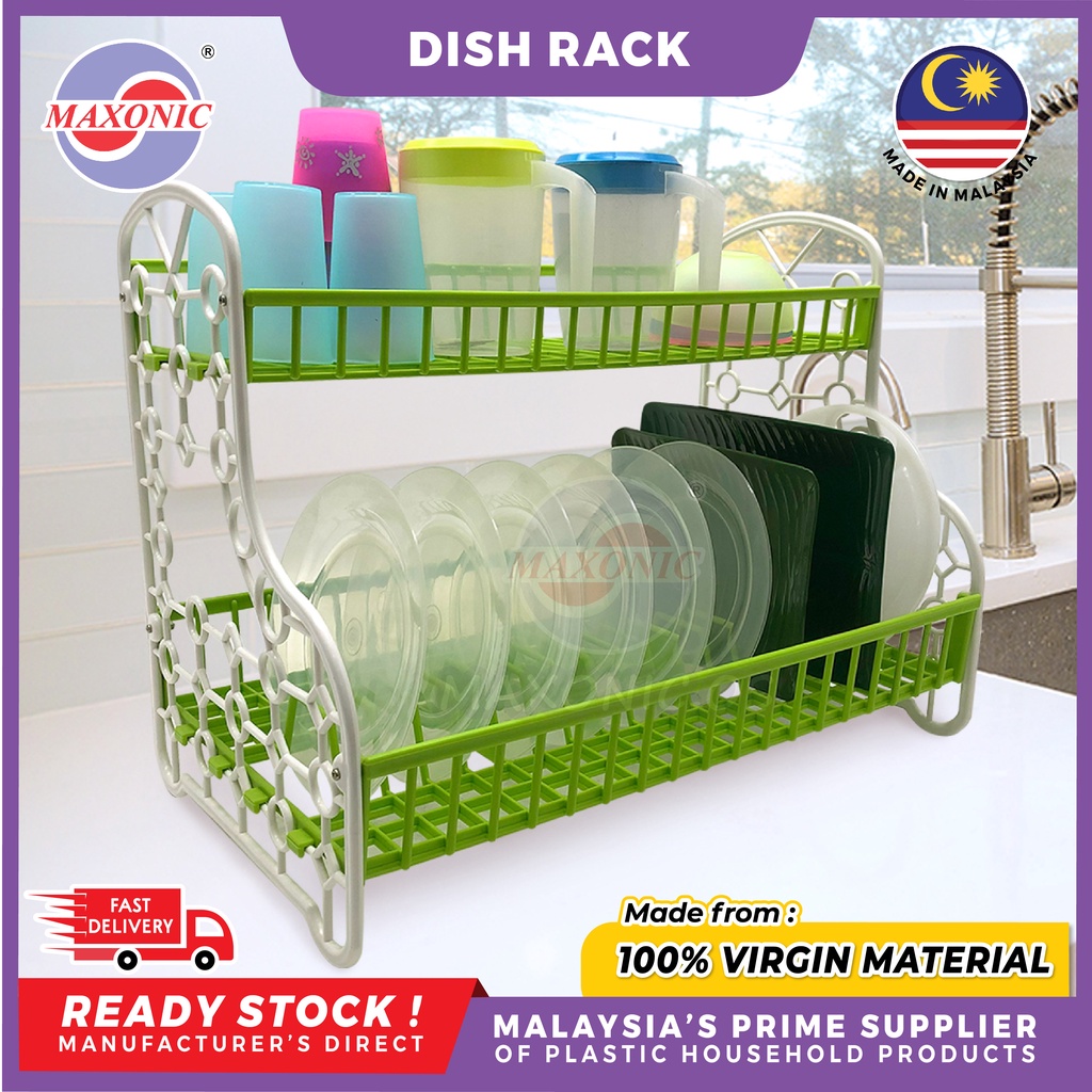 MAXONIC DOUBLE LAYER DISH RACK | DISH DRAINER WITH RACK | RAK PINNGAN ...