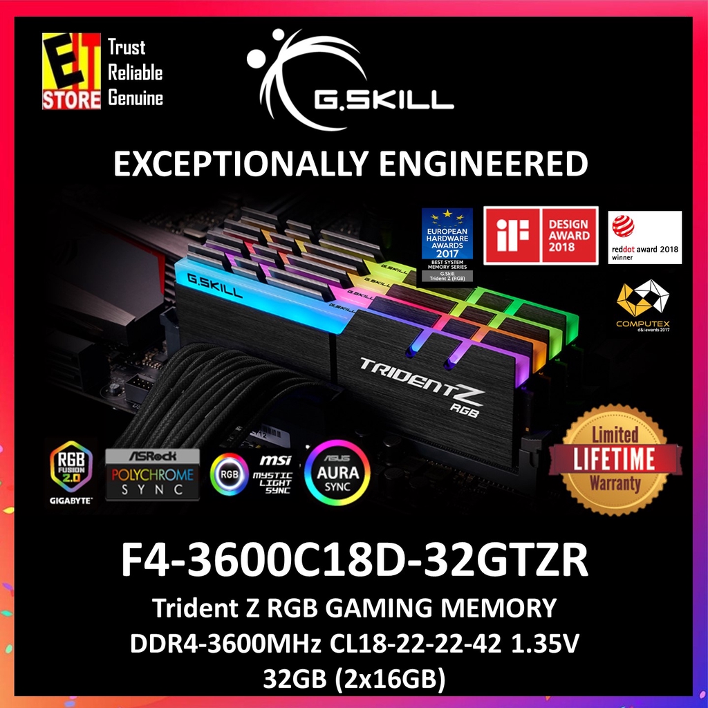 G.SKILL TRIDENT Z NEO RGB DDR4-3600 (16GBX2) - 32GB RAM (F4-3600C18D ...