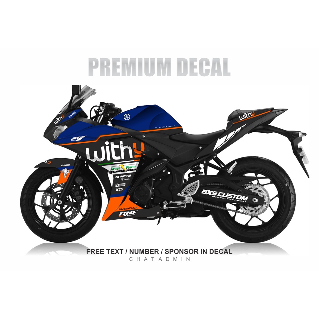Decal STICKER YAMAHA R25 LIVERY MOTOGP WITH-U FULL STICKER FREE TO ADD ...