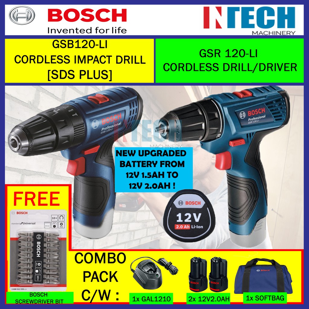 BOSCH GSR120 LI GSB120 LI GEN2 CORDLESS DRILL IMPACT DRILL 2X