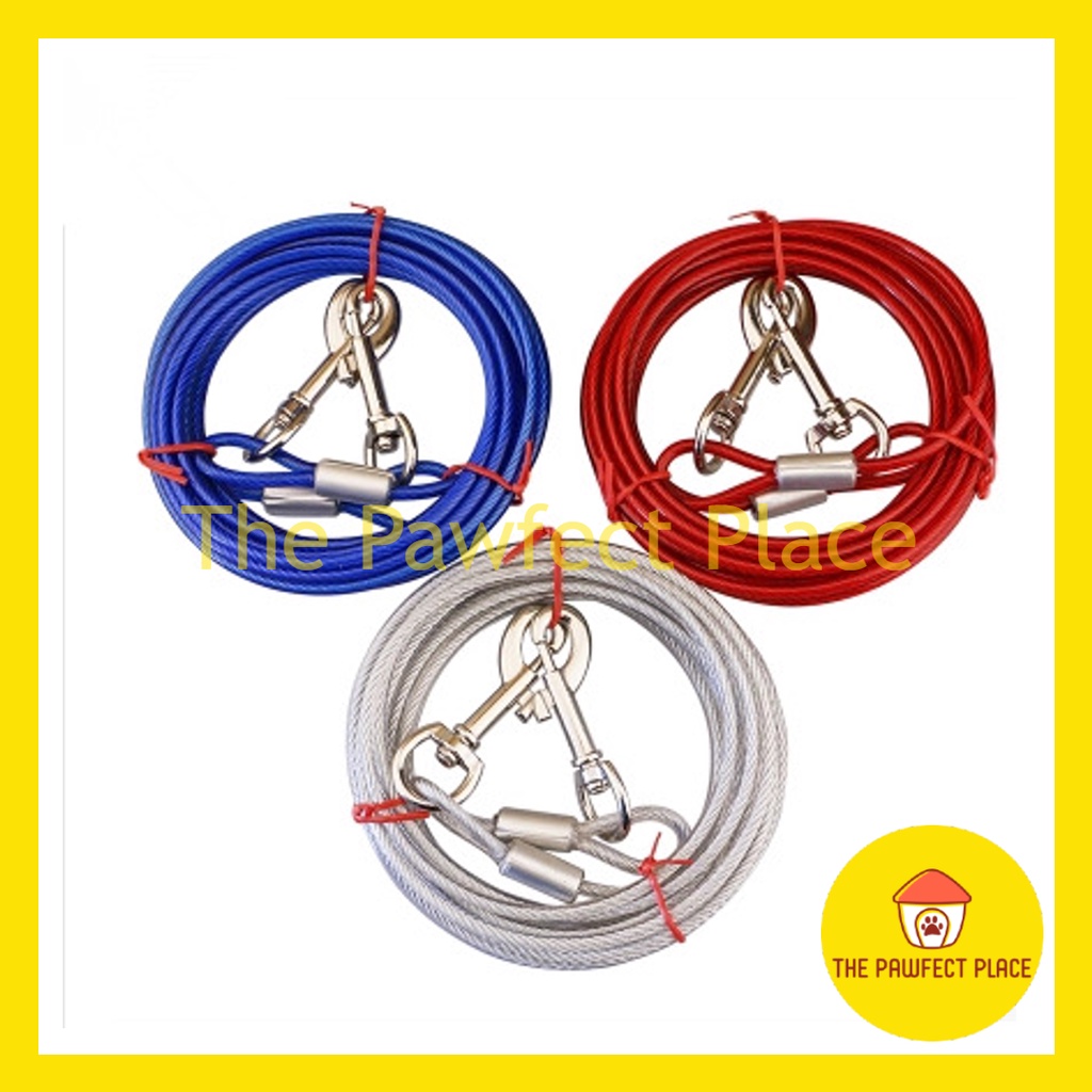 Tali Pengikat Anjing Besi Pet Leash Double-ended Two Extension Wire Dog ...