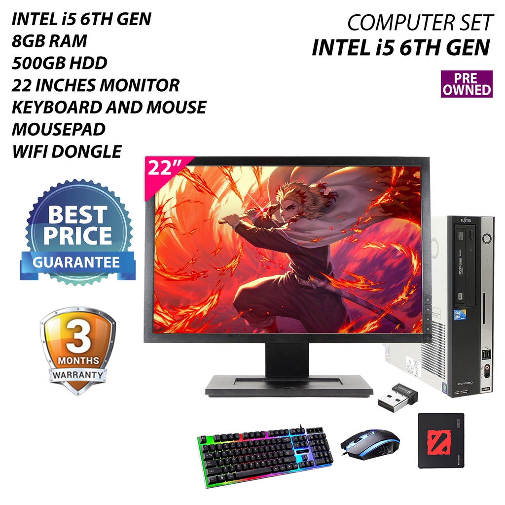 Computer Set / intel i5 6th Gen / 8gb Ram / 500gb HDD / 22 Inches ...