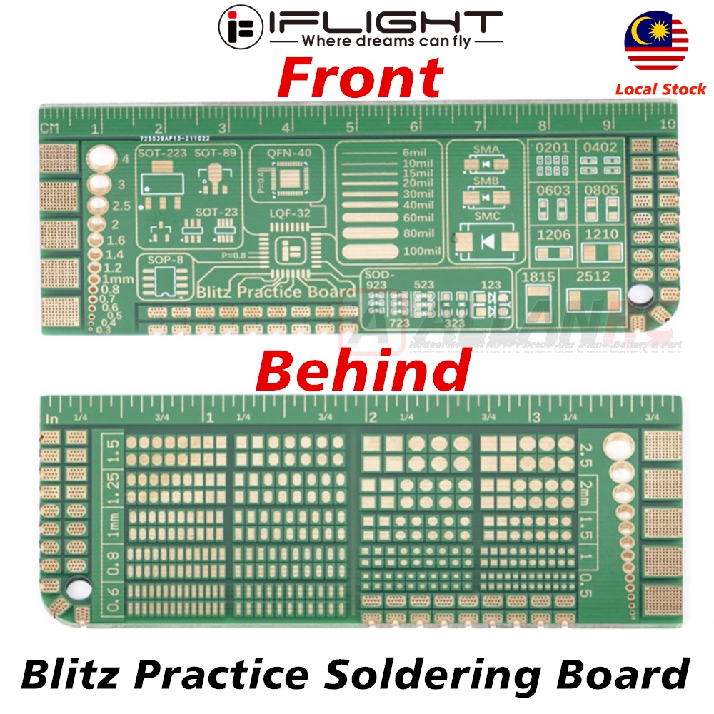 iFlight 100x40mm Blitz Soldering Practice Board practice pin pad larger ...