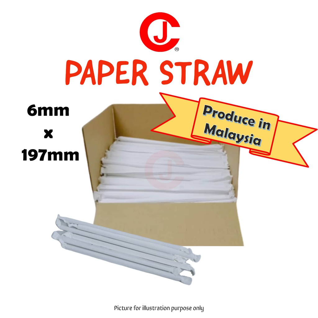 White Paper Straw with Individual wrap made D6mm x 197mm [700pcs] Shopee Malaysia