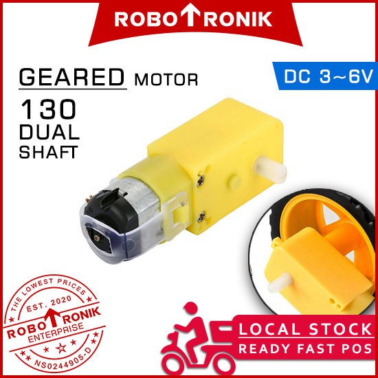 DC Geared Motor / 65MM Wheel, Moto TT 130 Dual Shaft w/ Yellow Gear Box ...