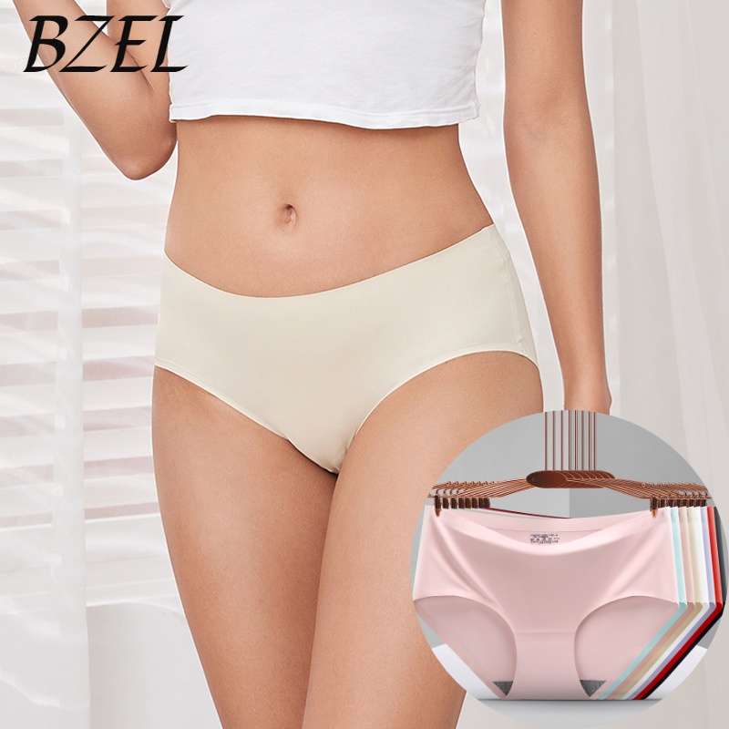 BZEL Seamless Womens Ice Silk Seamless Cotton Panties Set