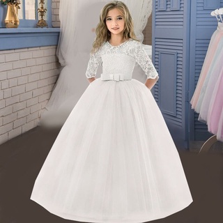 Children's Wedding Dress Sleeveless Lace Birthday Puffy Princess Long Dress