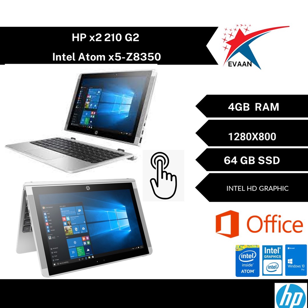 HP x2 210 G2 10.1 inch 2-in-1 DETACHABLE 'TOUCHSCREEN Intel Atom x5-Z8350  WINDOWS 10 | Shopee Malaysia